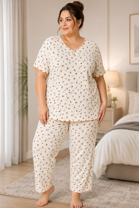 Kaşkorse Battal Kısa kol Kadın Pijama