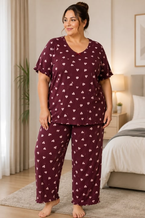 Kaşkorse Battal Kısa Kol Kadın Pijama Takımı
